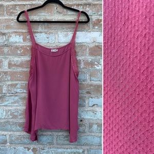 Free People Cami Intimately Mauve Pink Purple Rayon Trapeze Swing Lace Camisole